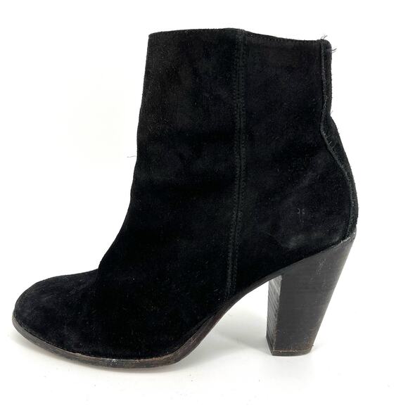 Frye Black Suede Heeled Side Zip Myra Ankle Boots (9.5)